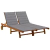 Image de vidaXL Acacia Solide Chaise Longue de Jardin 2 Places avec Coussins Bain de Soleil dExtérieur Transat de Patio Chaise 3061375