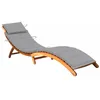 Image de Chaise longue - vidaXL - Bois dacacia massif - Pliable - Confortable - Avec coussin gris