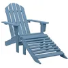 Image de vidaXL Chaise de jardin Adirondack avec pouf Bois de sapin solide Bleu