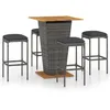 Image de vidaXL Ensemble de bar de jardin 5 pcs et coussins Résine tressée Gris