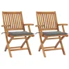Image de Chaise de jardin - VIDAXL - Teck massif - 2 pcs - Coussins gris - Pliable