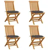 Image de Chaises de jardin pliables en bois de teck avec coussins anthracite - VIDAXL