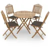 Image de vidaXL Mobilier à Dîner dExtérieur Pliable 5 pcs avec Coussins Ensemble de Salle à Manger de Patio Salon de Jardin Table et 3063968