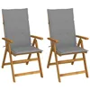 Image de vidaXL Chaises inclinables de jardin 2 pcs avec coussins Bois dacacia