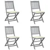 Image de vidaXL Lot de 4 Chaises Pliables dExtérieur avec Coussins Sièges de Terrasse Chaises de Salle à Manger Meubles de Patio 3064565