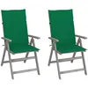 Image de vidaXL Chaises inclinables de jardin 2 pcs avec coussins Bois dacacia.