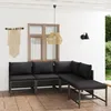 Image de vidaXL Salon de jardin 5 pcs avec coussins Résine tressée Gris 3059754