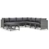 Image de Salon de jardin - vidaXL - 9 pcs - Résine tressée - Coussins amovibles - Repose-pied multifonction