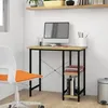 Image de vidaXL Bureau dordinateur Noir et chêne clair 80x40x72cm MDF et métal
