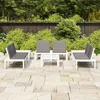 Image de vidaXL Salon de jardin 6 pcs avec coussins Plastique Blanc 3059833