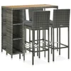 Image de Meuble de bar de jardin - vidaXL - 5 pcs - Résine tressée - Gris - Coussins amovibles