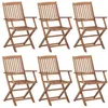 Image de Chaises de jardin pliables en bois dacacia massif - VidaXL - Lot de 6 - Brun - Extérieur