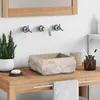 Image de Lavabo vidaXL en marbre crème 30x30x13 cm - Carré - A encastrer - Beige - Granit