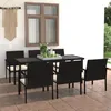 Image de Ensemble de salle à manger de jardin - VIDAXL - 7 pcs - Résine tressée - Noir