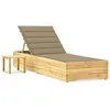 Image de vidaXL Chaise longue de jardin avec table et coussin Pin imprégné