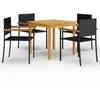 Image de Ensemble de salle à manger - vidaXL - 5 pcs - Bois dacacia massif - Résine tressée - Noir