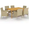 Image de vidaXL Ensemble de Salle à Manger de Jardin 7 pcs Mobilier à Dîner dExtérieur Table et Chaises de Repas de Patio Mobilier 3067767