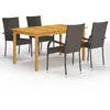 Image de Ensemble de Salle à Manger - VIDAXL - 5 pcs - Bois dAcacia Massif - Acier Résistant aux Intempéries - Empilable