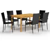 Image de Ensemble à manger - vidaXL - 7 pcs - Bois dacacia massif - Noir - Pour 6 personnes