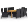 Image de vidaXL Ensemble à manger de jardin 9 pcs Noir 3067870