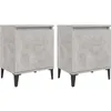 Image de vidaXL Tables de chevet avec pieds en métal gris béton 40x30x50 cm 805842