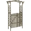 Image de vidaXL Pergola avec portail 116x40x204 cm Gris Bois de sapin massif