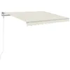Image de Auvent rétractable automatique - vidaXL - 300x250 cm - Crème - Aluminium - Polyester avec revêtement PU