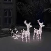 Image de Décoration lumineuse de Noël - VIDAXL - Rennes et traîneau - 160 LED - 130 cm - Multicolore