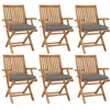 Image de vidaXL Chaises pliables de jardin avec coussins 6 pcs Bois de teck 3072766