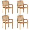 Image de Chaises de jardin empilables en bois de teck solide - VIDAXL - Marron - 60 x 575 x 90 cm - Pour 4 personnes