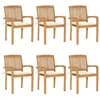 Image de vidaXL Chaises de jardin empilables avec coussins 6 pcs Teck solide