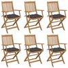 Image de vidaXL Chaises pliables de jardin lot de 6 avec coussins Bois dacacia 3074955