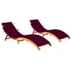 Image de vidaXL Lot de 2 Chaises Longues avec Coussins Bain de Soleil Transat de Terrasse Siège de Jardin Patio Extérieur Bois 3077370