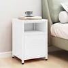 Image de vidaXL Table de chevet Blanc 35x35x51 cm Acier