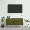 Image de vidaXL Meuble TV Vert olive 105x35x50 cm Acier
