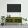 Image de vidaXL Meuble TV Vert olive 105x35x50 cm Acier