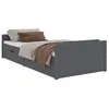 Image de vidaXL Cadre de lit avec tiroirs Gris foncé Bois pin massif 90x200 cm
