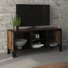 Image de Meuble TV - Marron rustique - 105x36x47 cm - Métal - MDF - 2 portes en maille