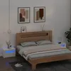 Image de vidaXL 2x Tables de Chevet avec LED Tables de Nuit Armoires de Lit Armoires de Chevet avec Rangement Chambre à Coucher 3080734