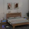 Image de vidaXL 2x Tables de Chevet avec LED Tables de Nuit Armoires de Lit Armoires de Chevet avec Rangement Chambre à Coucher Chêne 3080737