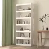 Image de Bibliothèque - Pin - Blanc - 80x30x1995cm - 6 étagères - Séparateur de pièce