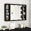 Image de vidaXL Armoire à Miroir avec LED Armoire Mural avec 6 Compartiments Meuble de Rangement Organisateur de Salle de Bain 808856