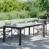 Image de vidaXL Table de jardin Noir 190x90x75 cm Verre trempé-résine tressée