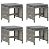 Image de vidaXL Tabourets de jardin 4 pcs avec coussins Résine tressée Gris 316750