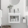 Image de vidaXL Cadre de lavabo de salle de bain mural Blanc 40x38x31 cm Fer