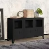 Image de vidaXL Buffet industriel Noir 105x35x62 cm Métal et verre 339608