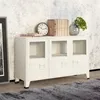 Image de vidaXL Buffet industriel Blanc 105x35x62 cm Métal et verre