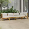 Image de vidaXL Canapé de jardin 4 places et coussin crème Bois dacacia massif