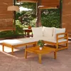 Image de vidaXL Salon de jardin 3 pcs avec coussins blanc crème Bois dacacia 46.2kg