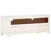Image de vidaXL Meuble TV Bois massif dacacia 110x30x40 cm Blanc